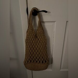 Handcrafted Tan Macrame Tote/Beach Bag
